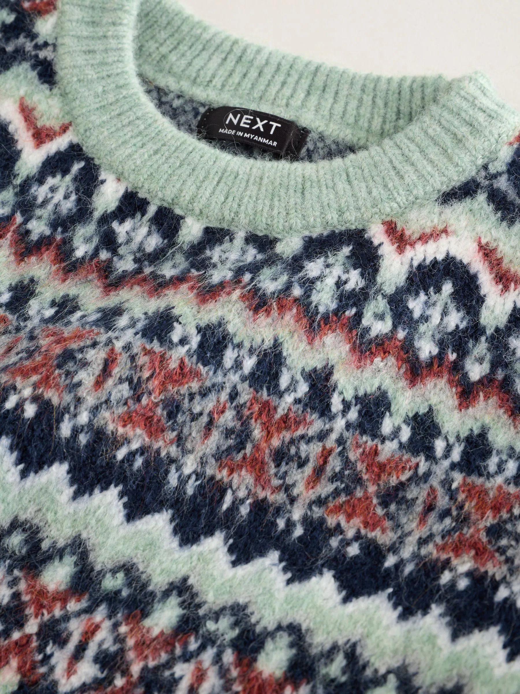 Blauw - Gebreide trui met fairisle-motief en ronde hals (3mnd -7jr)