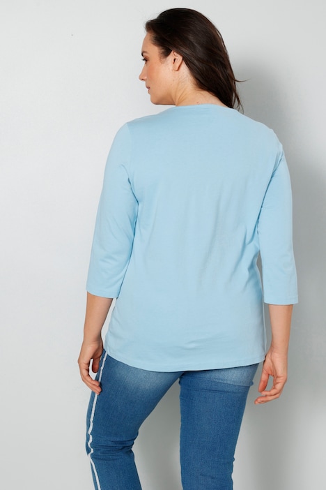 T-Shirt, Pailletten-Motiv, 3/4-Ärmel