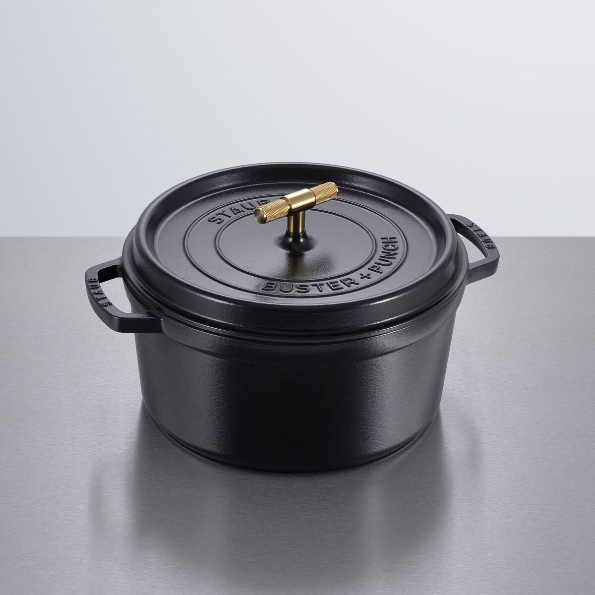 Buster+Punch rund gryte 28 cm, messingknott