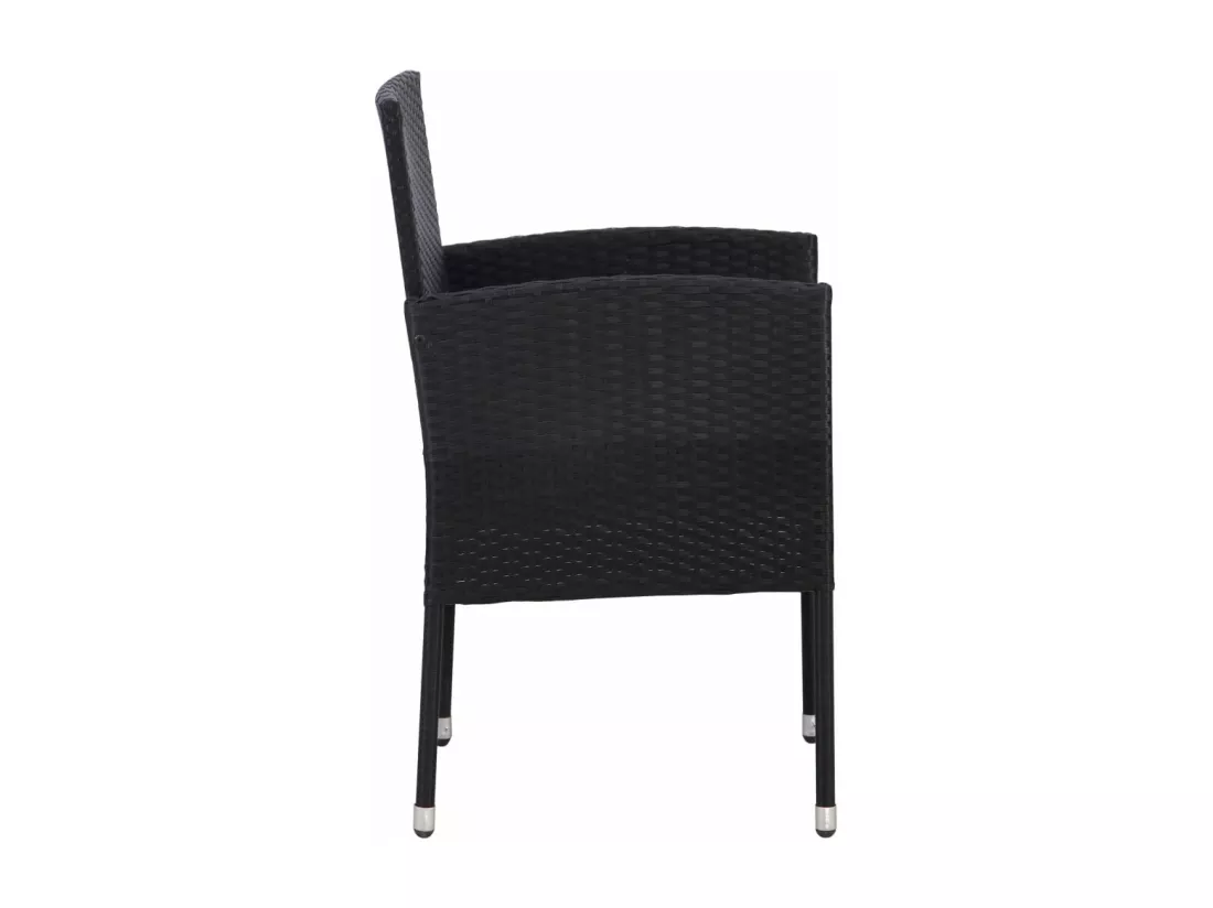 Ensemble à manger de jardin 9 pcs noir résine tressée et acier