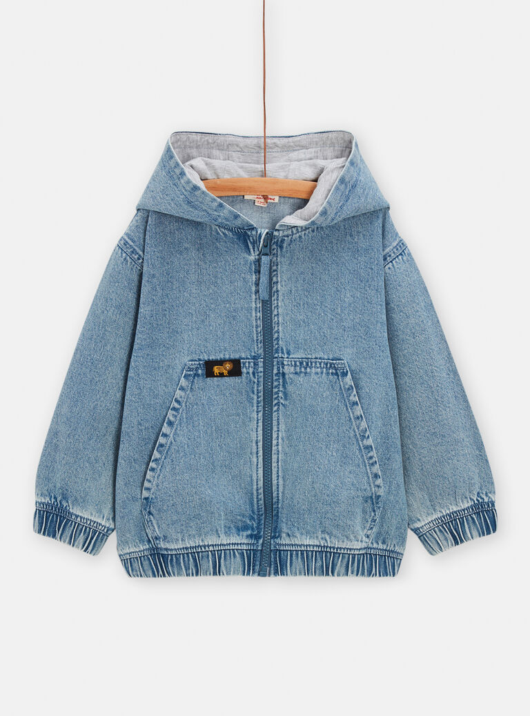Gilet denim clair à capuche pour garçon