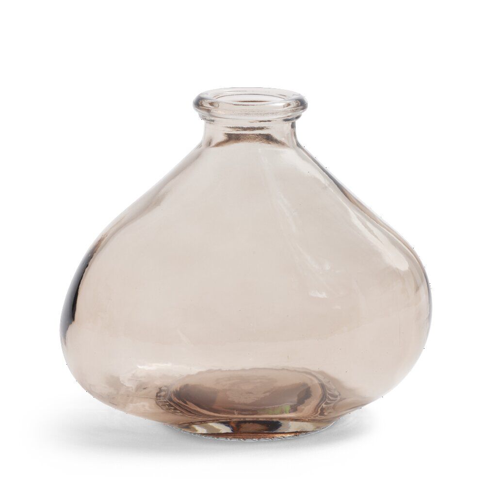 Soliflore dame jeanne verre rose Ø11xH9,5cm