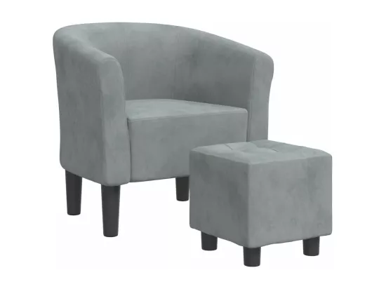 Fauteuil cabriolet avec repose-pied gris foncé velours