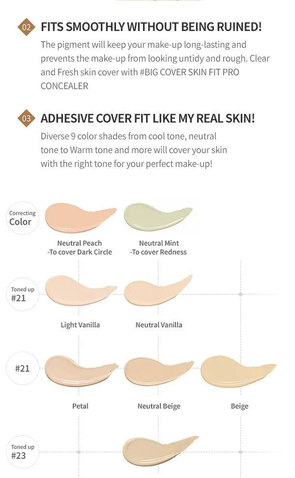 ETUDE - Big Cover Skin Fit Concealer Pro - 6 kleuren