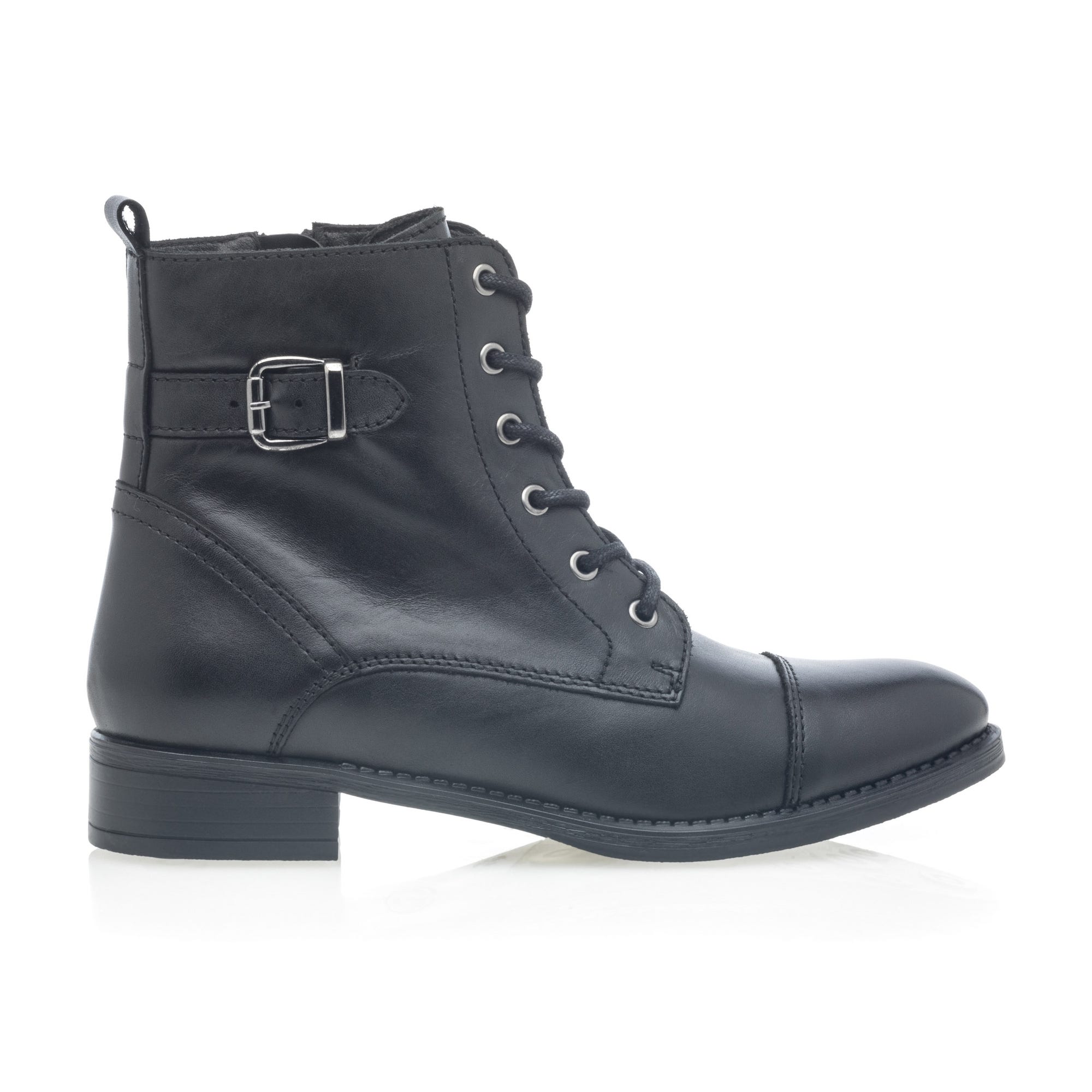 Bottines à lacets Femme en cuir noir