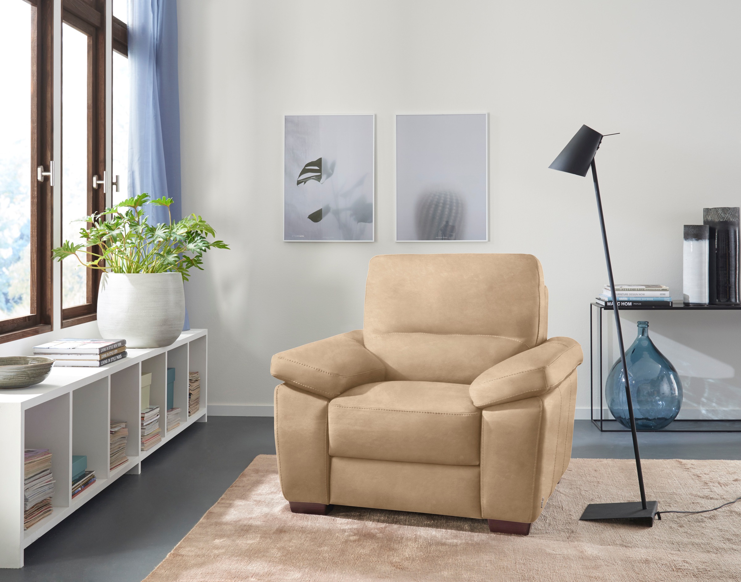 CALIA ITALIA Sessel »Gaia, in edlem Design und mit erstklassigem Sitzkomfort« aus pflegeleichtem Luxus-Microfaser Ginevra Hydro Care