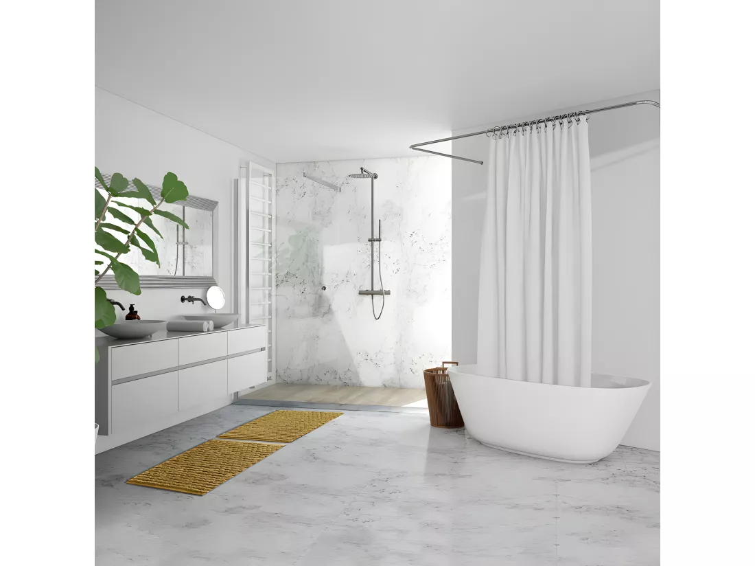 Tapis de salle de bain 40 x 60 cm mini pompon moutarde - MARIE