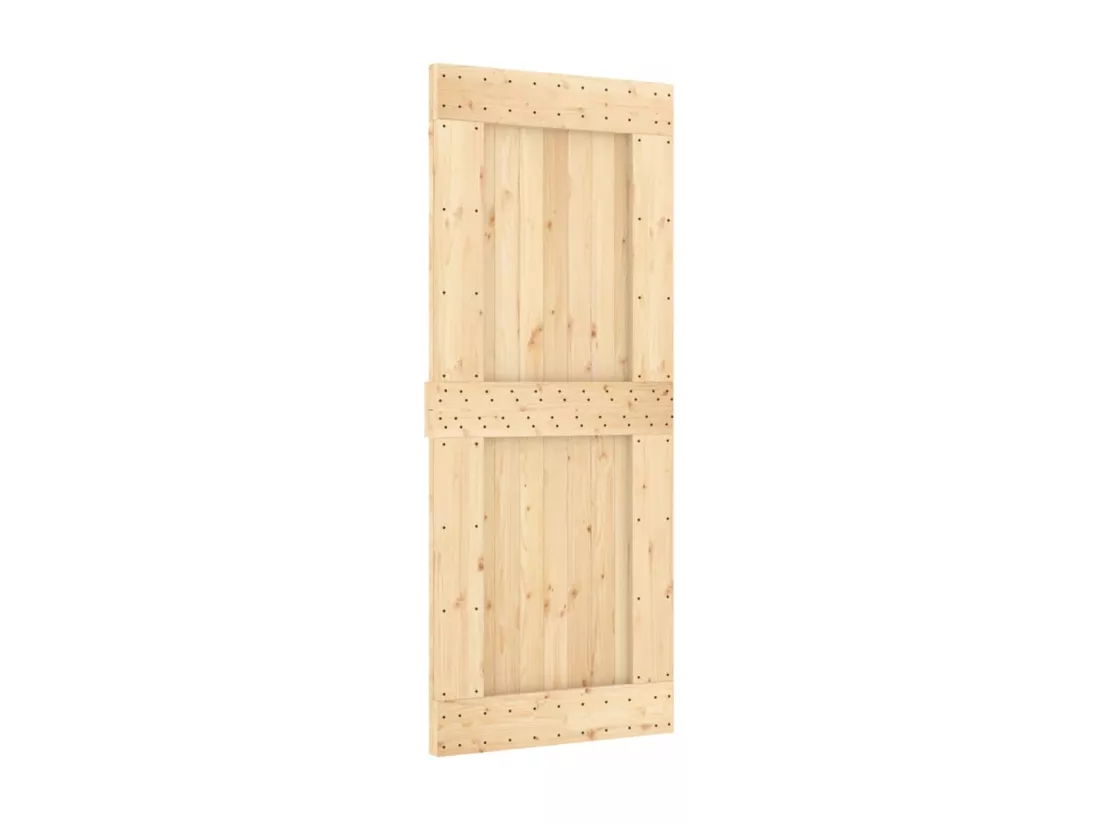 Porte coulissante et kit de quincaillerie 85x210 cm pin massif