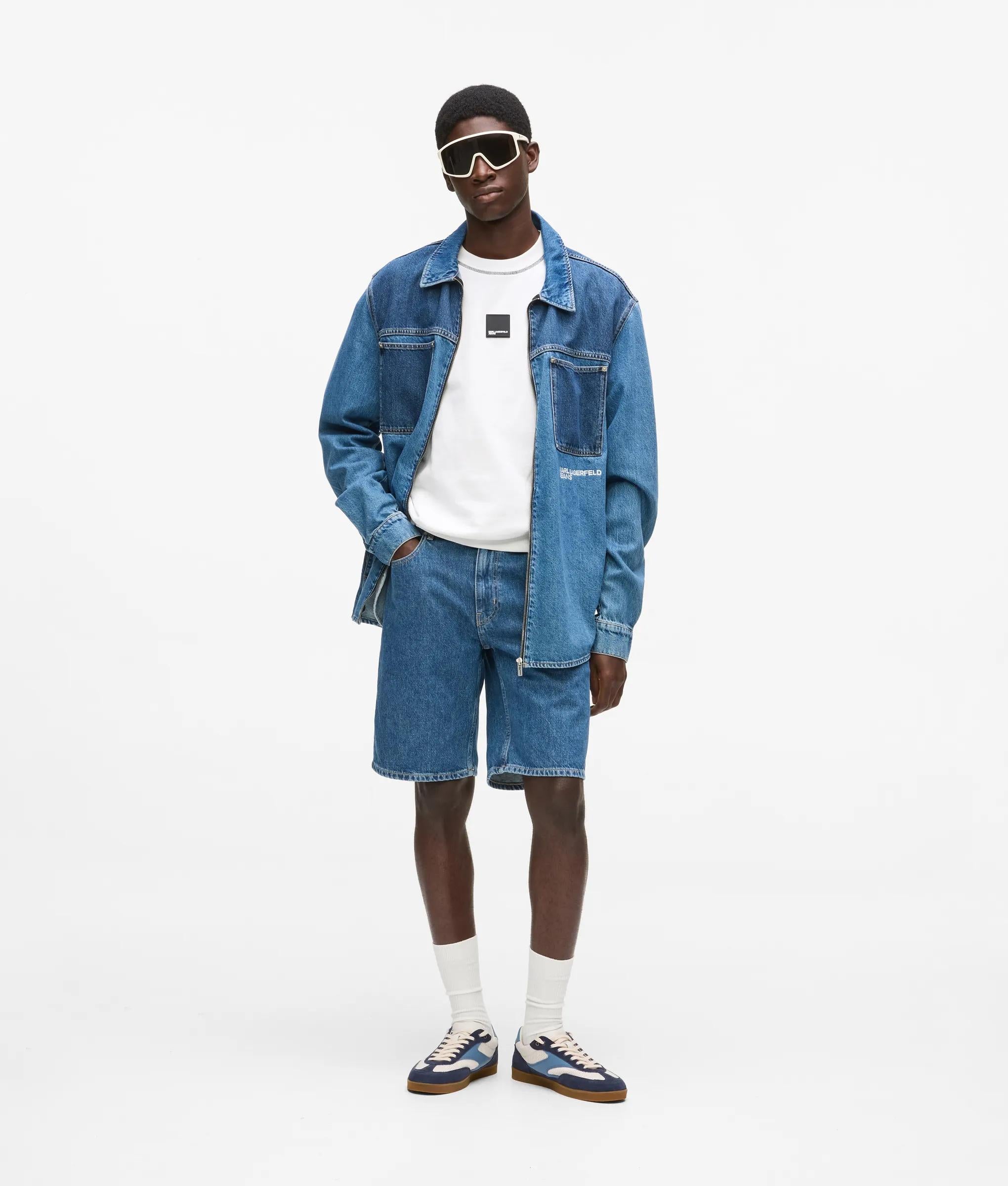 Tweekleurig denim overhemd