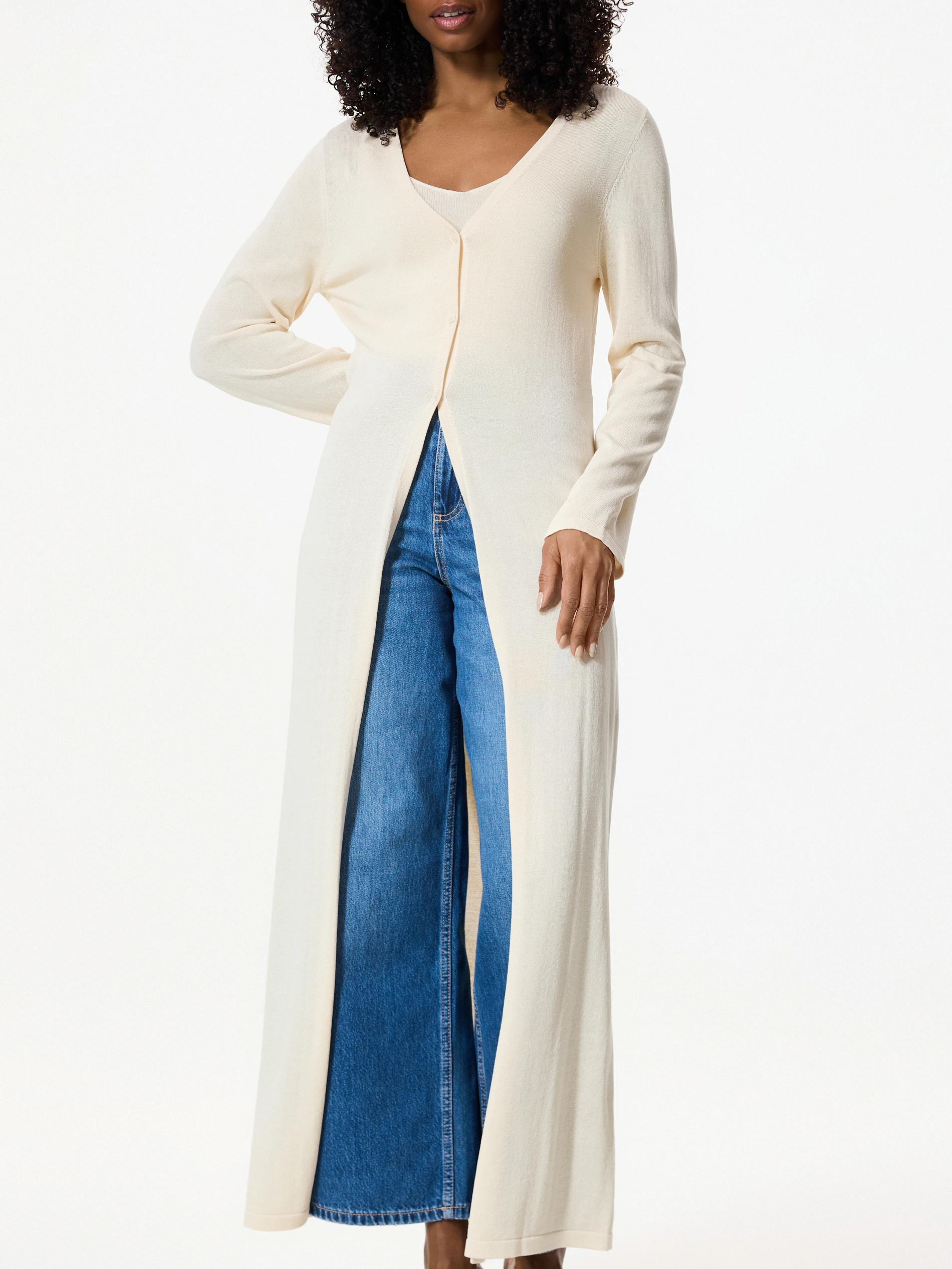 Lange Strickjacke aus Viskosemischung
