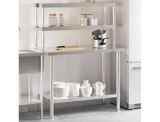 VIDAXL - Mobilier de cuisine Table de travail de cuisine avec étagère 110x55x150 cm inox