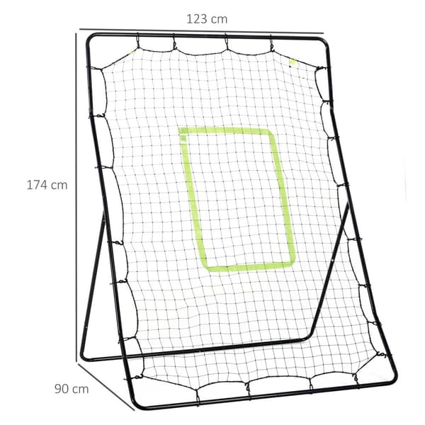 Baseball Rebounder PitchBack, bærbart Rebound veggnett med treffsone for baseball, fotball, metall, svart, 123 x 174 cm