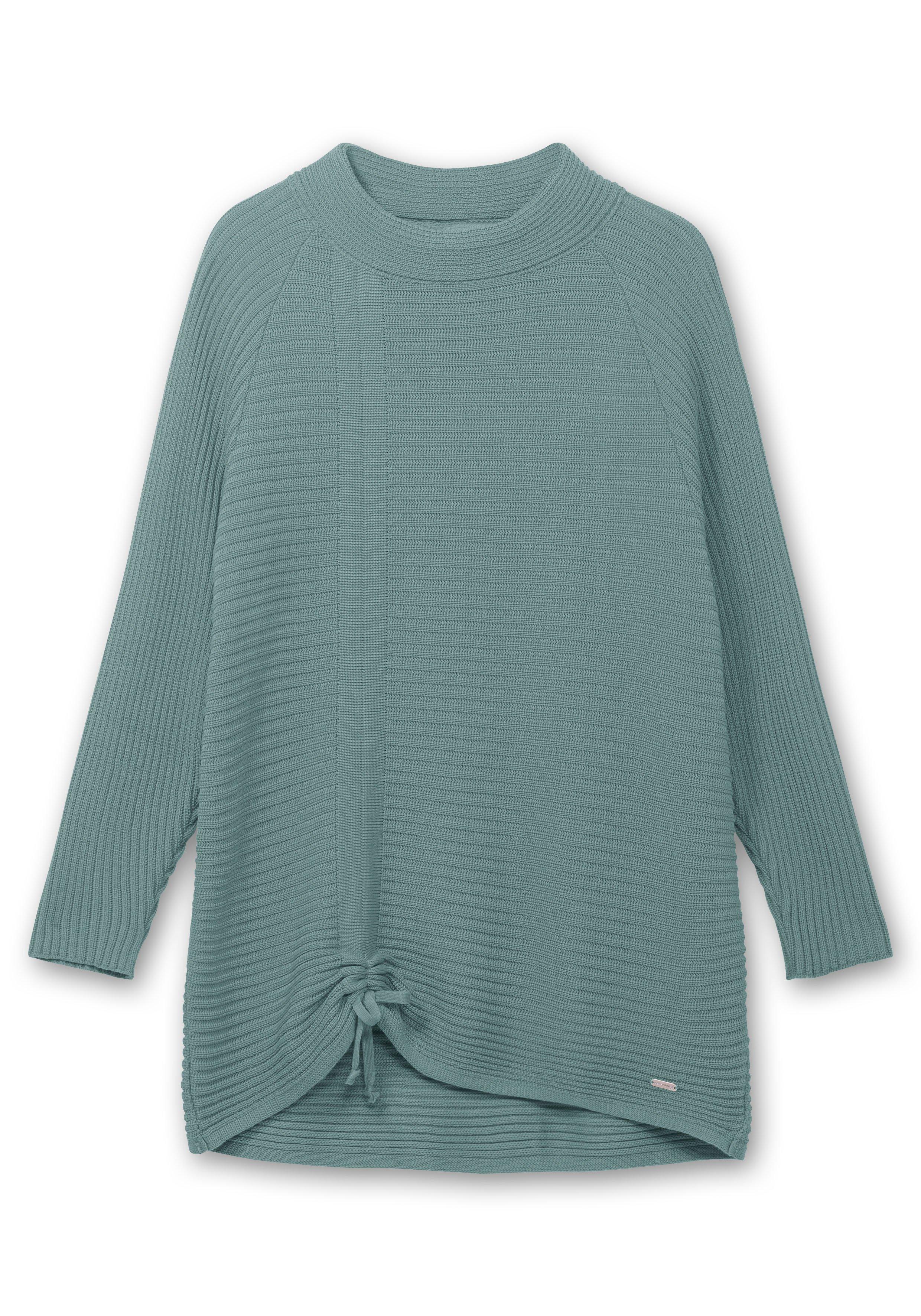 Pullover im Rippstrick, mit Raffung vorn