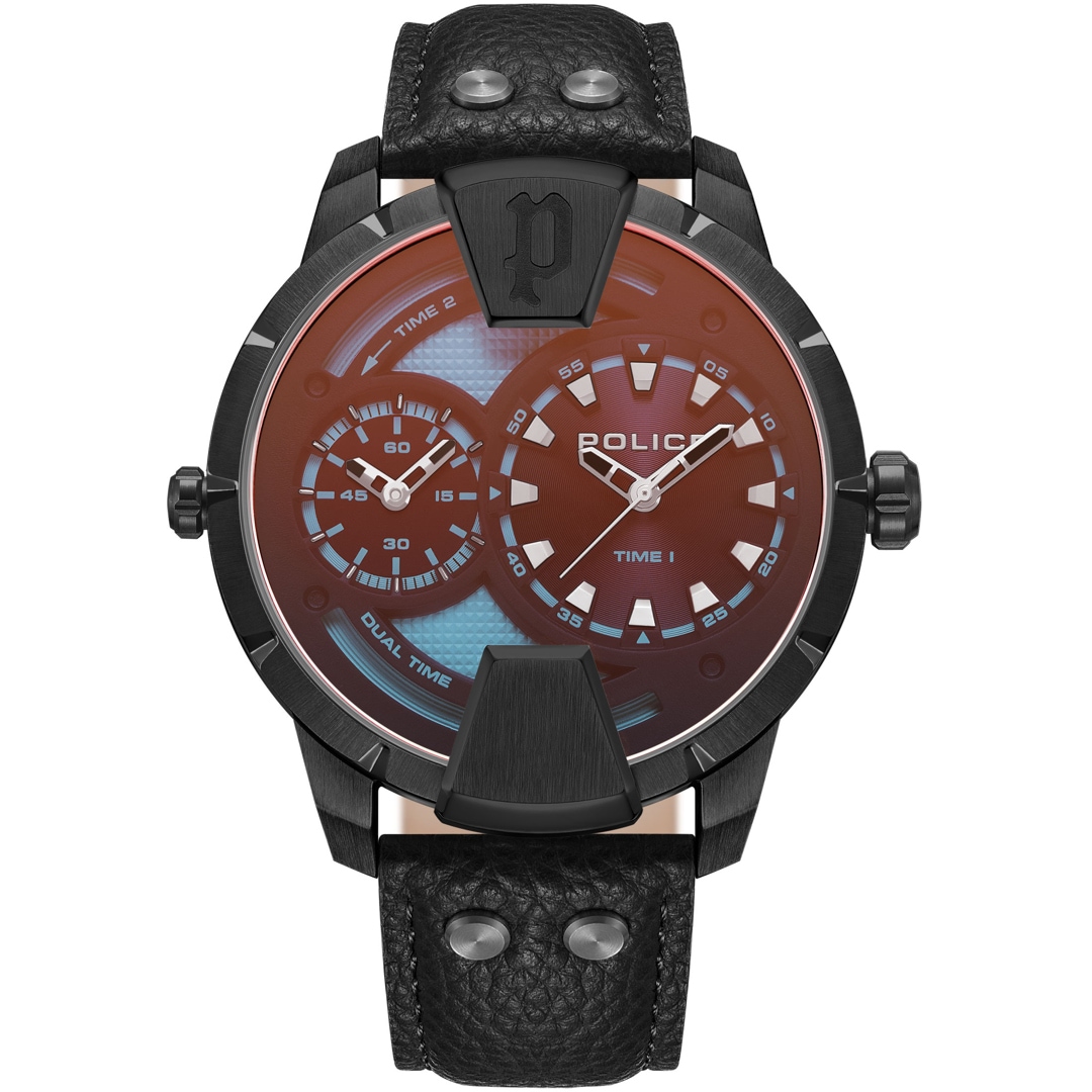 Police Huntley Dual Time Schwarz