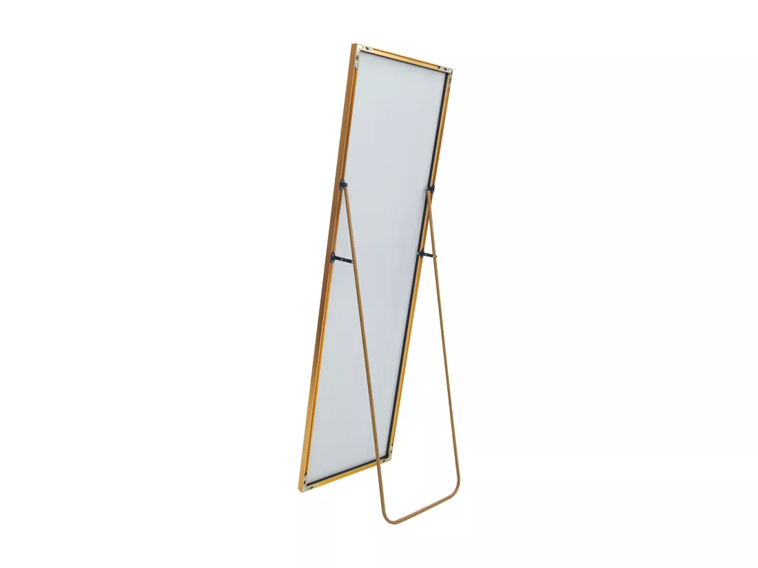Miroir pleine longueur 162 x 53 cm, sur pied, suspendu ou appuyé, grand miroir de sol avec cadre en alliage d'aluminium doré pour salon ou chambre à coucher, rectangulaire