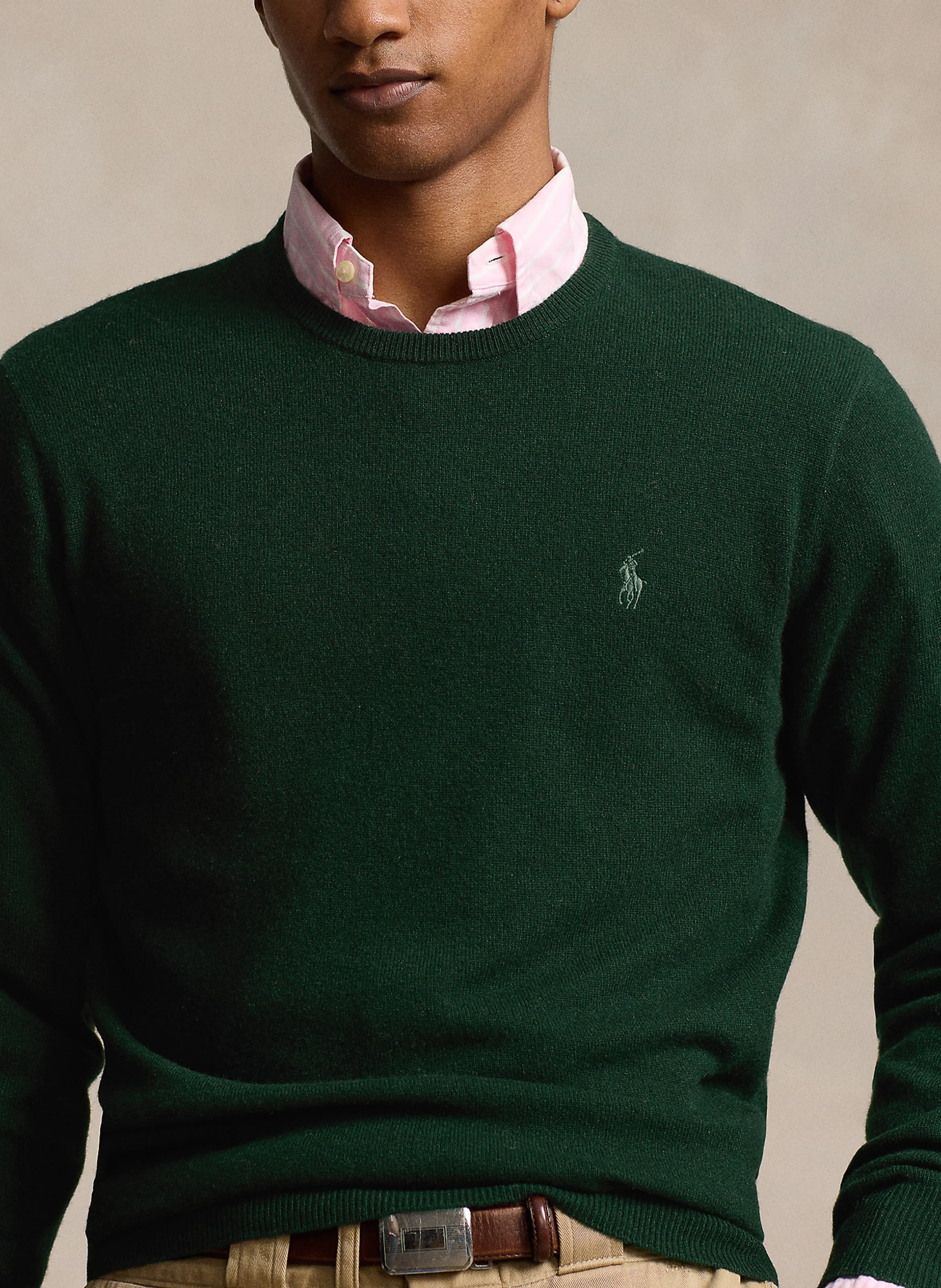 Pull col rond en laine | Vert