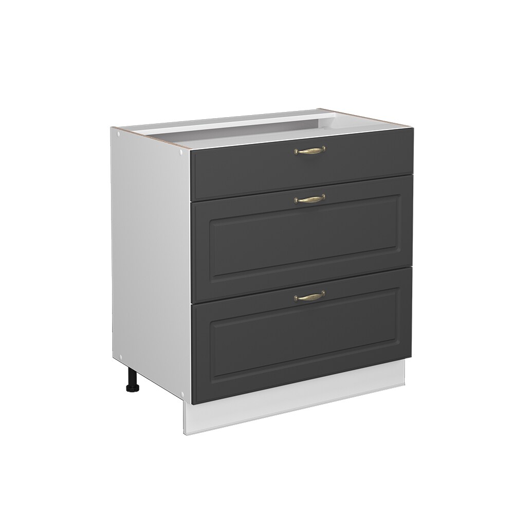 Vicco Schubladenunterschrank Küchenschrank Küchenmöbel Fame-Line Landhaus Weiß Anthrazit 80 cm Gold Küche Einbauküche Drehtür Blende Schublade Küchenunterschrank Küchenzeile