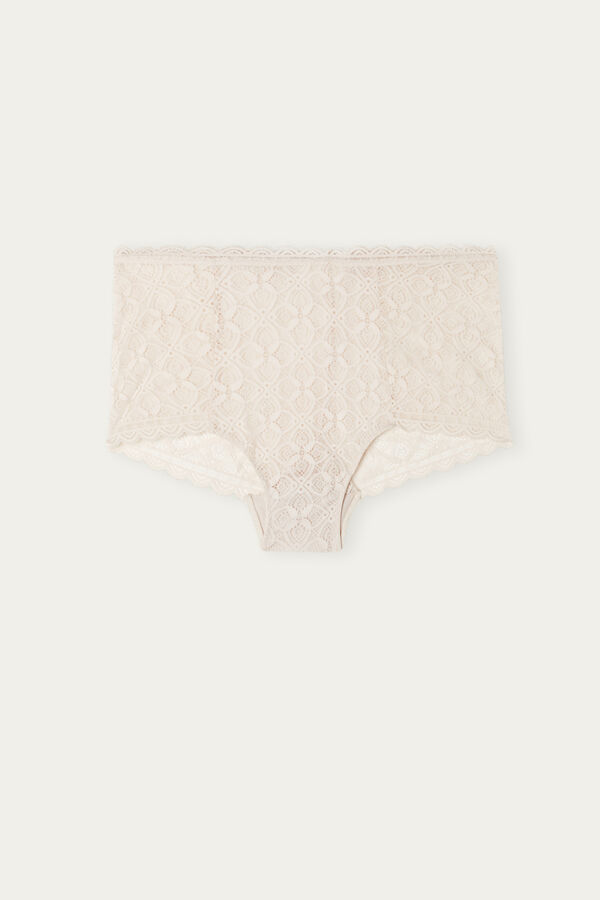 Calças culote de renda de cintura alta