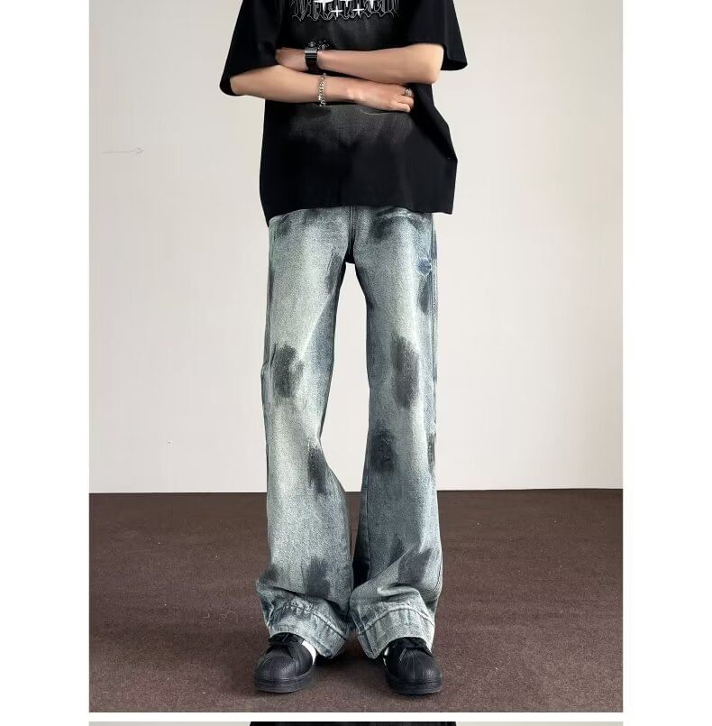 Nataro - Mid Rise Tie Dye Distressed Washed Bootcut Jeans