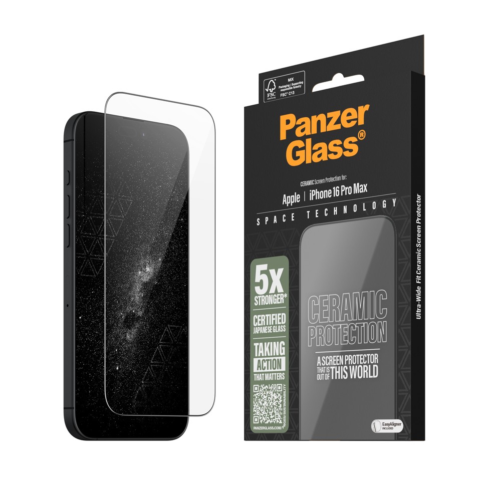 PanzerGlass - Keramisk Skærmbeskyttelse - iPhone 16 Pro Max - Ultra Wide Fit