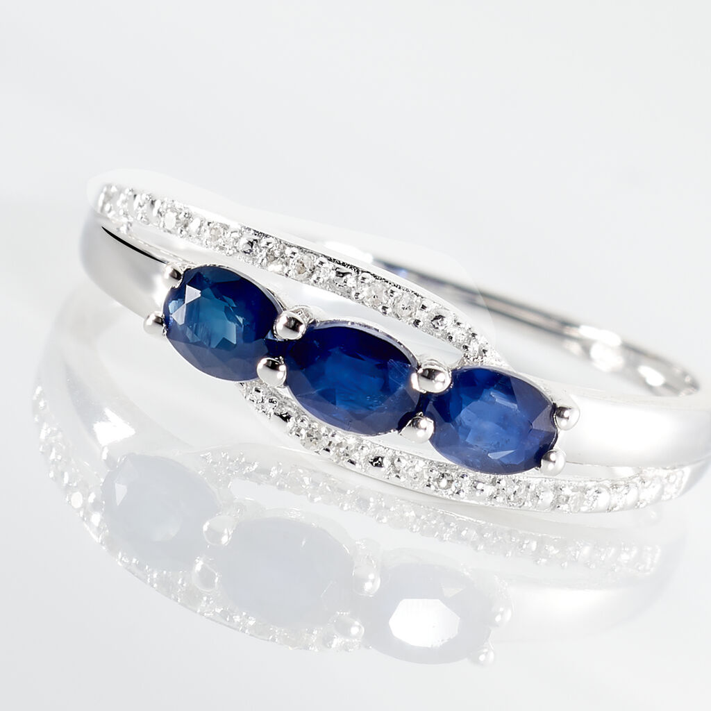 Bague Comete Or Blanc Saphir Et Diamant