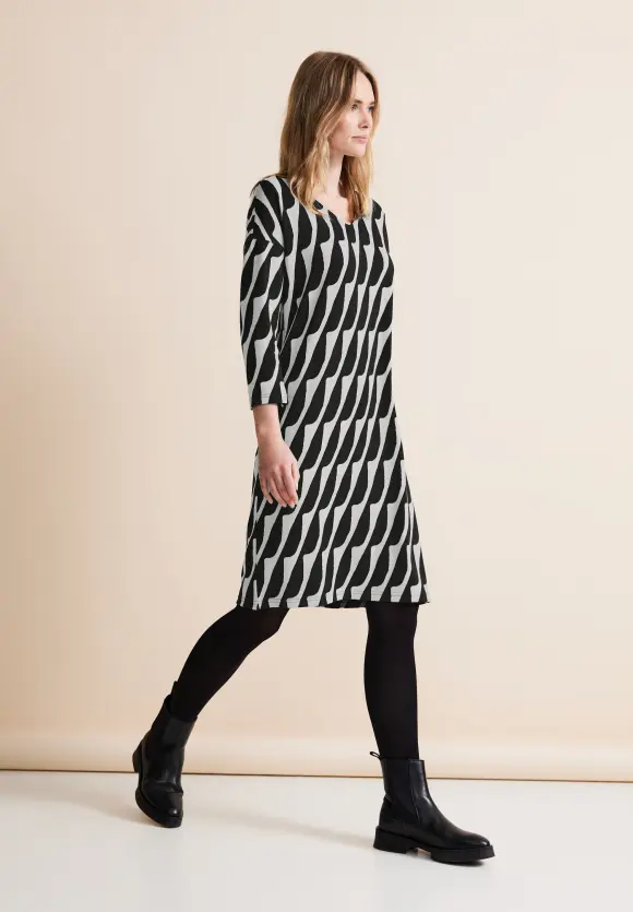Shirtkleid mit Print - Black