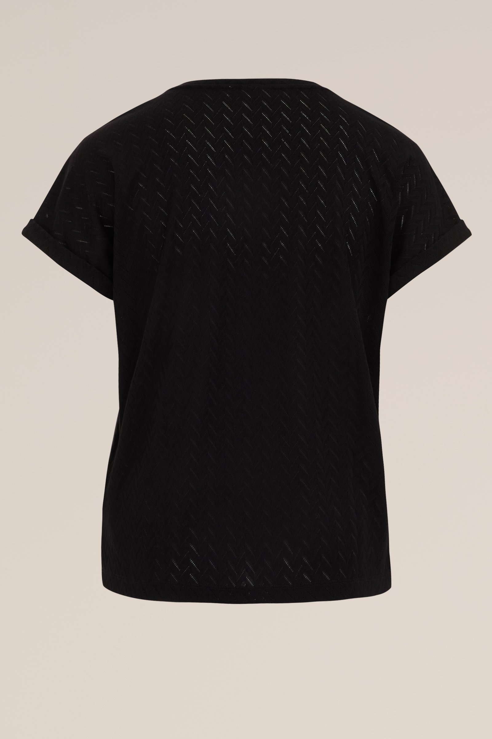T-shirt met opengewerkt dessin - Curve WE Fashion Zwart