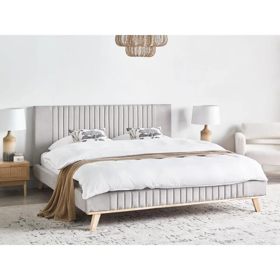 TALENCE - Tweepersoonsbed - Lichtgrijs - 180 x 200 cm - Chenille