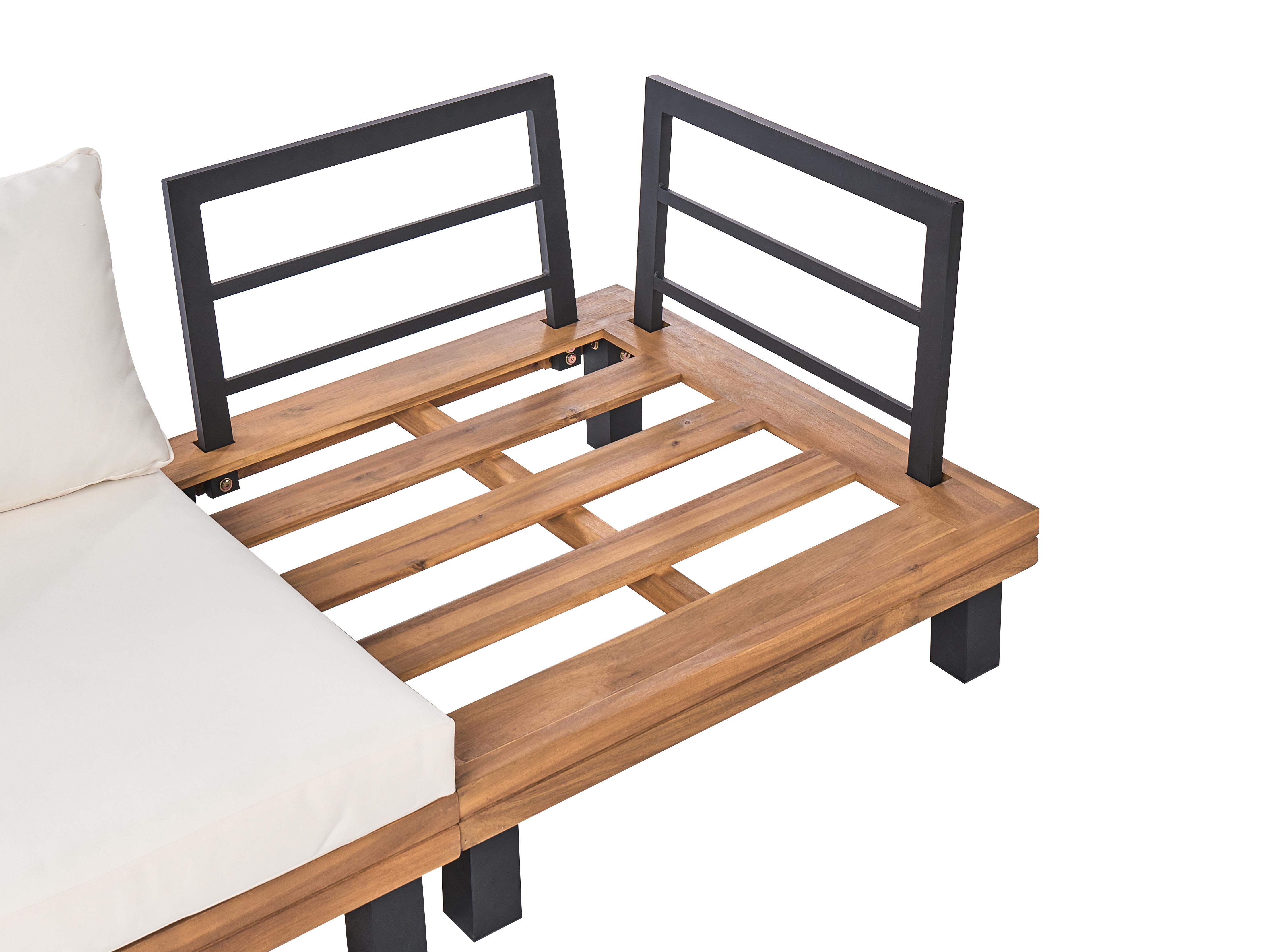 Tuin hoekloungeset met tafel 5-zits FRAZZANO Gecertificeerd acaciahout Gebroken wit