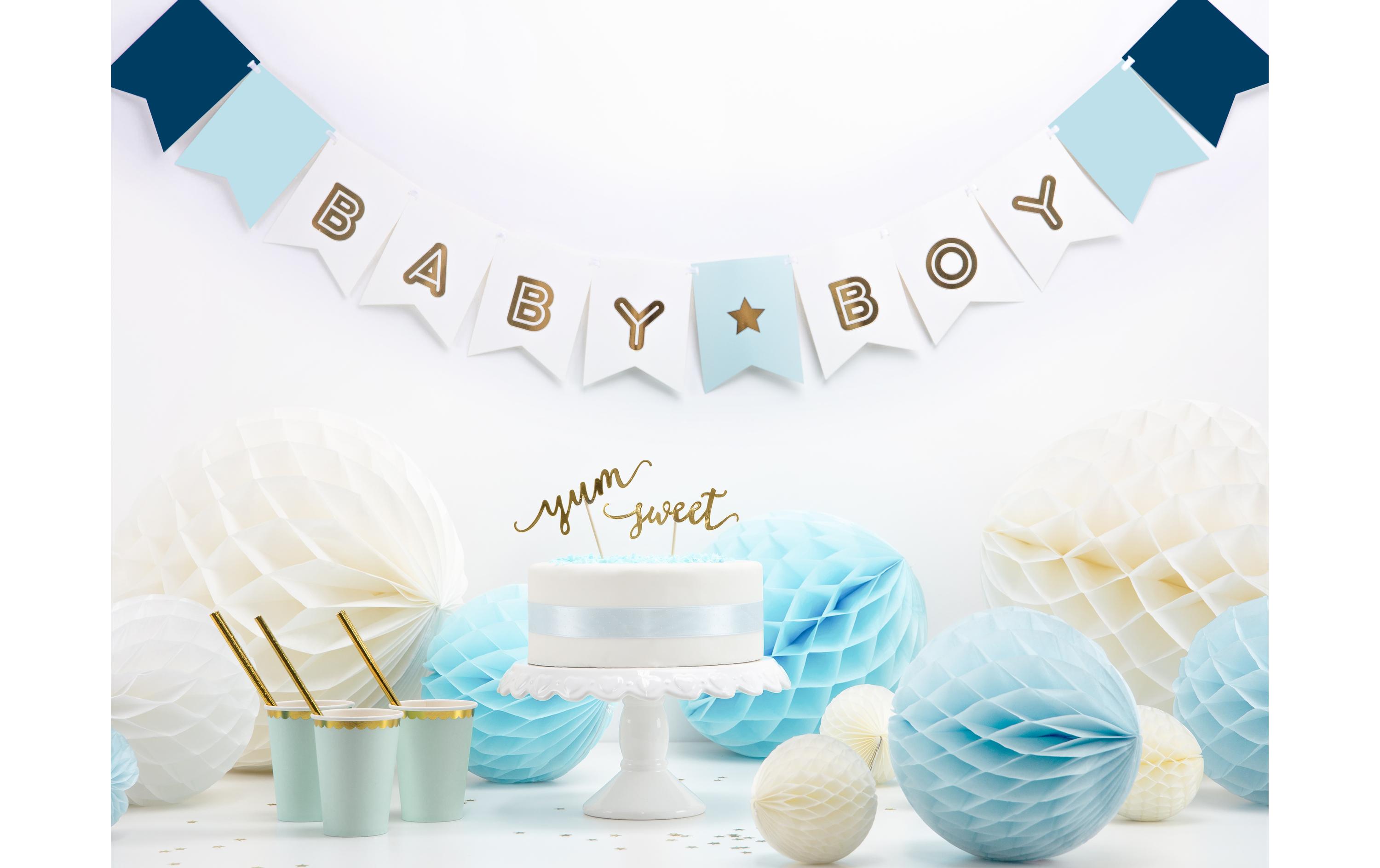 Girlande Baby Boy 1.6 m, Blau/GoldDekoration für die Gender Reveal Party oder Babyshower eines Säuglings