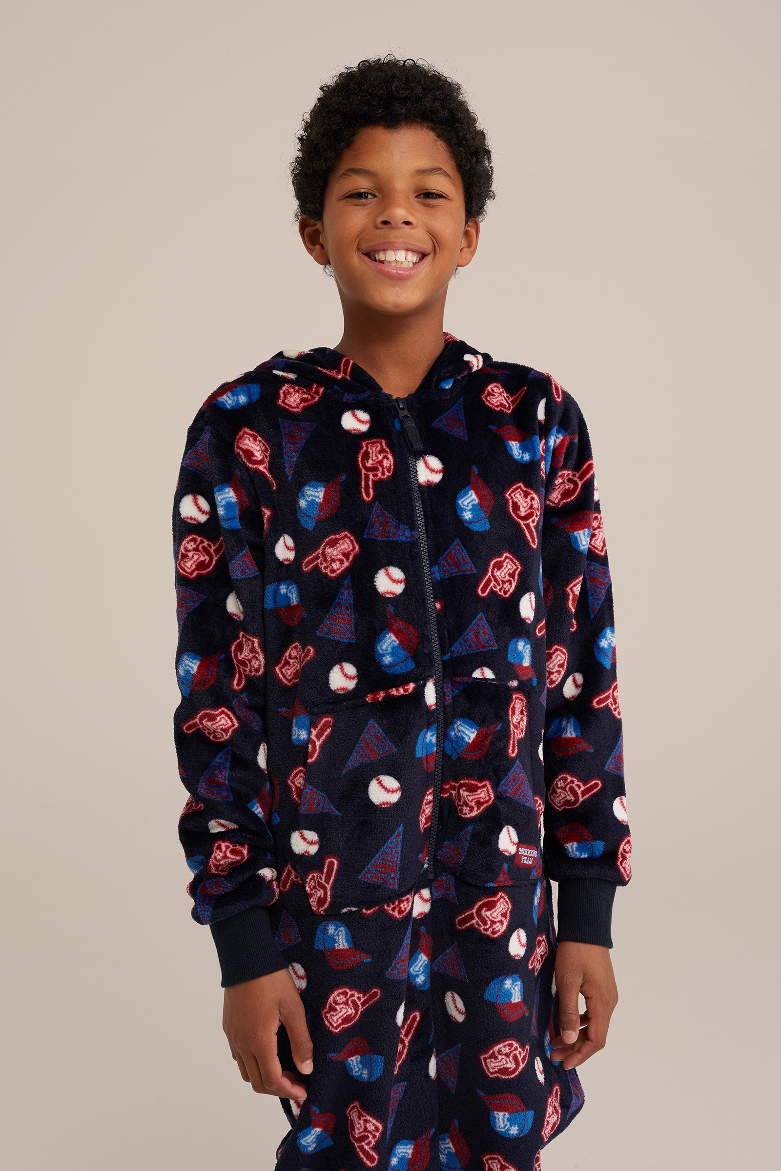 Jongens onesie met dessin WE Fashion Donkerblauw
