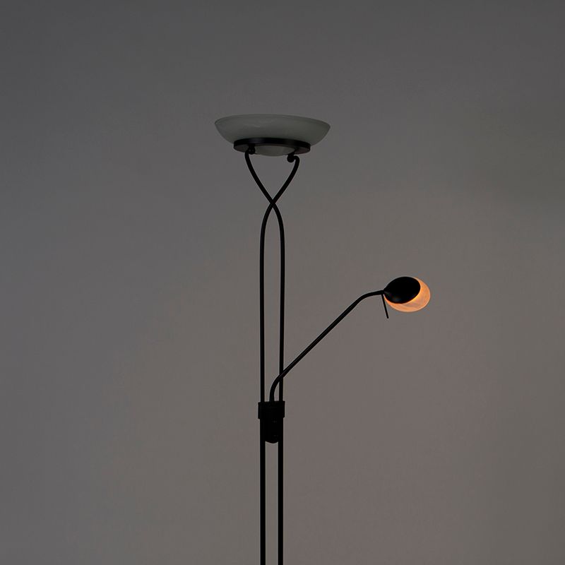 Vloerlamp zwart incl. LED en dimmer met leeslamp dim to warm - Empoli