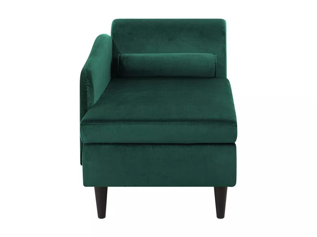 Chaise longue côté droit en velours vert foncé LUIRO