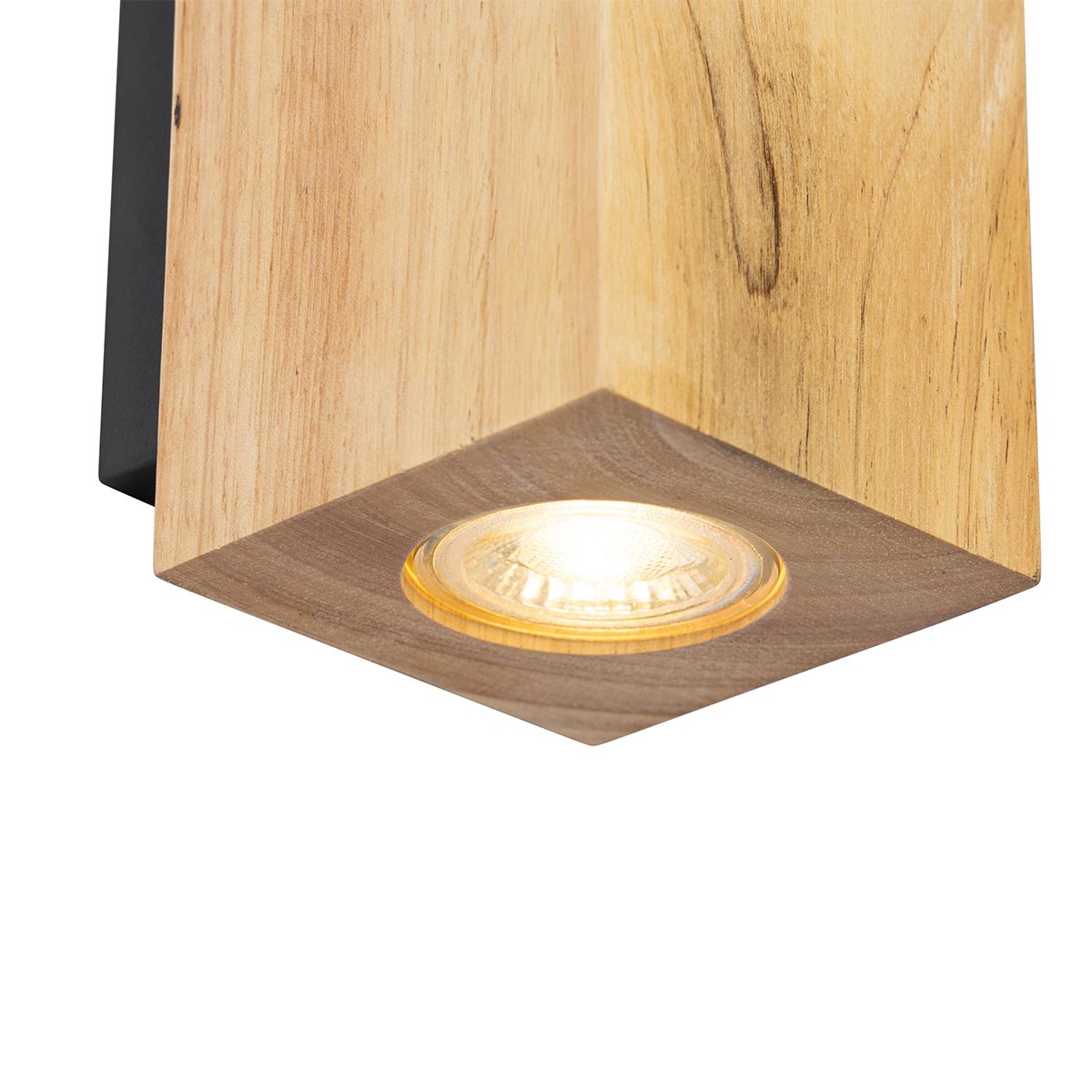 Landelijke wandlamp hout vierkant 2-lichts - Sandy