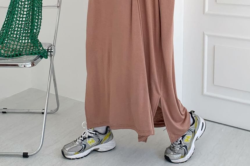 Chubby Girl - Plus Size Maxi-jurk met korte mouwen en letters, losvallend