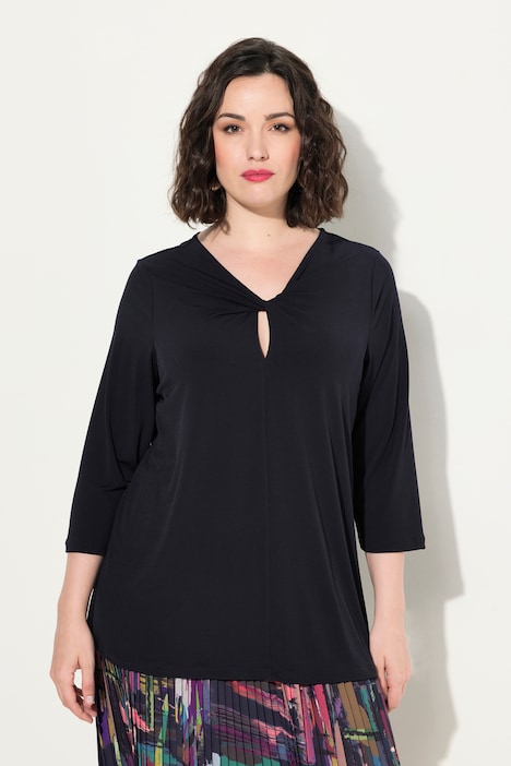 Shirt, drapierter Ausschnitt, Classic, 3/4-Arm