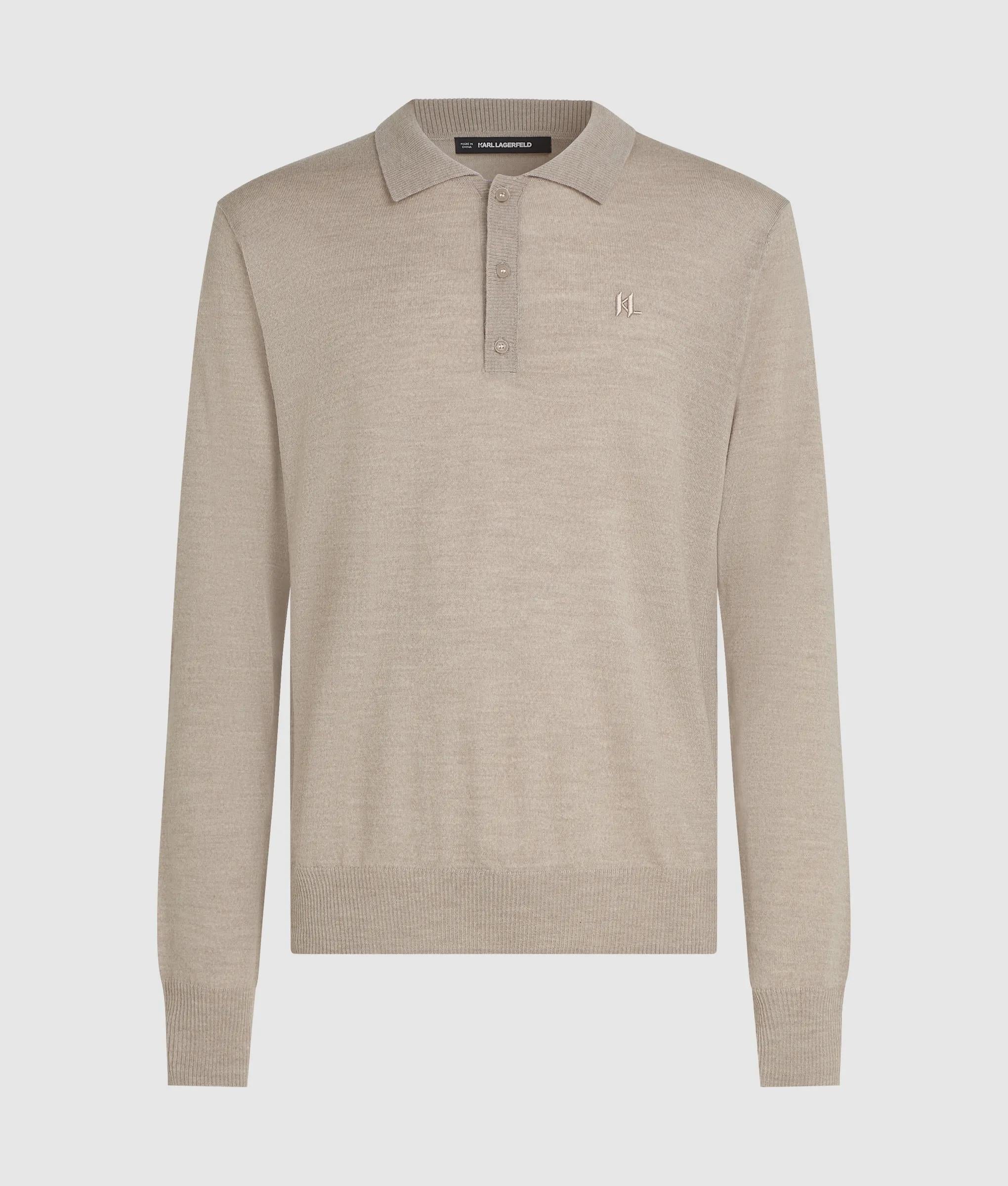 Merinoswol polo met lange mouwen