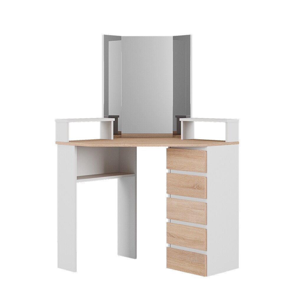 Vicco Eckschminktisch Frisiertisch Frisierkommode Tilda Weiß Sonoma Spiegel 110x140 cm modern Ablage