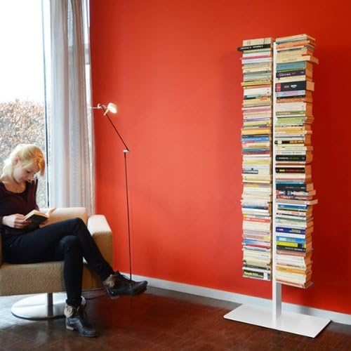 Radius Design Booksbaum Doppel Stand Groß Weiss – Standregal aus pulverbeschichtetem Stahl, 170 cm hoch, platzsparendes Bücherregal mit Fuß & Einlegeböden, modernes Design (717B)