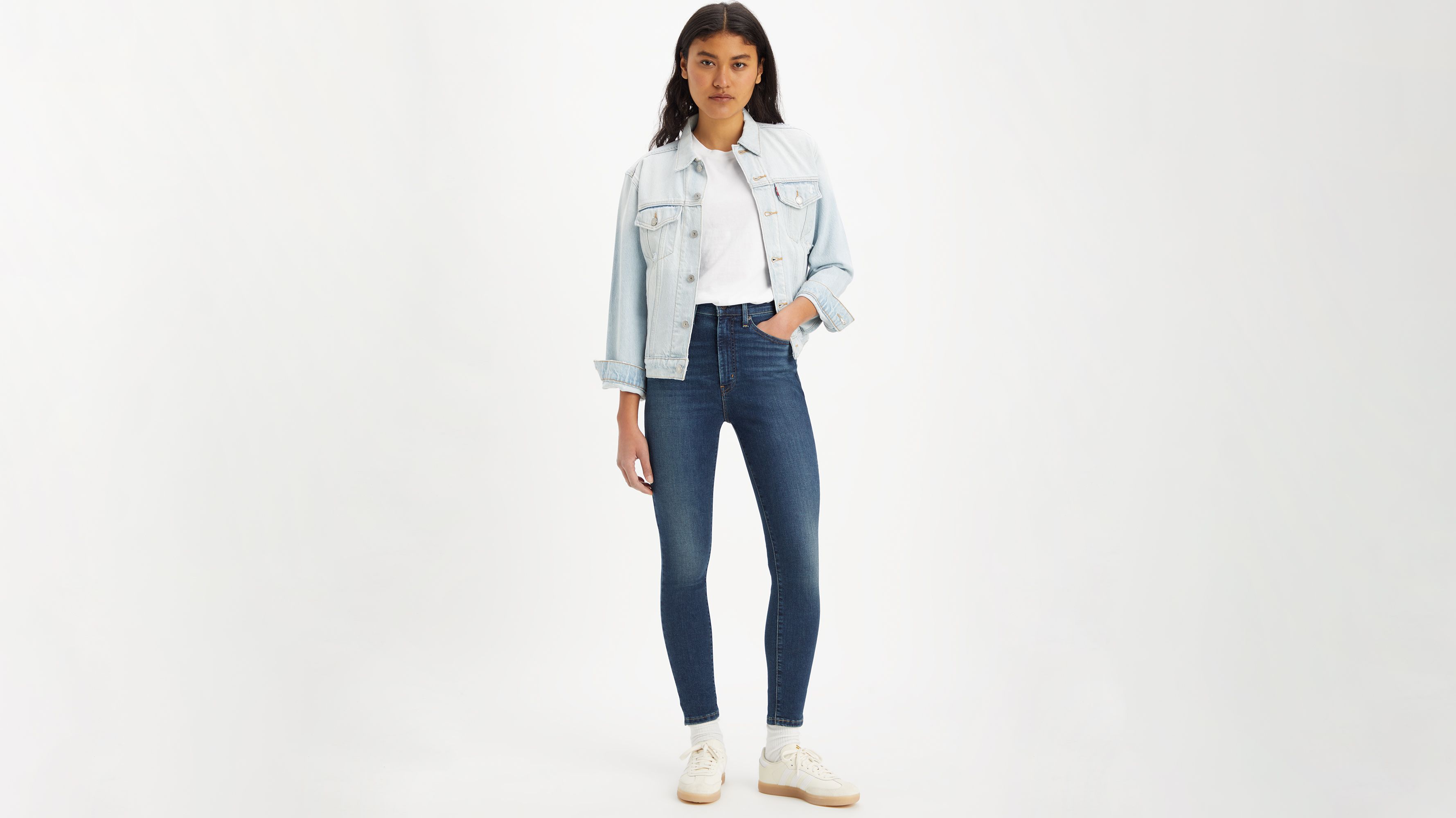 Jean taille haute skinny rétro - Valuable Time - Bleu