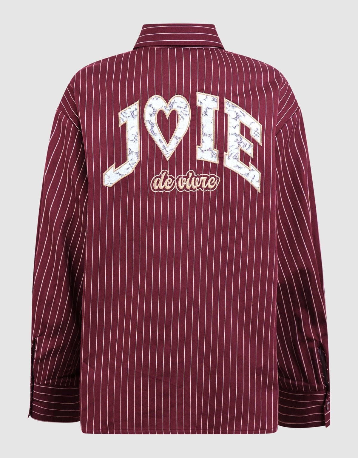 Oversized Lace Pinstripe Blouse Donkerrood