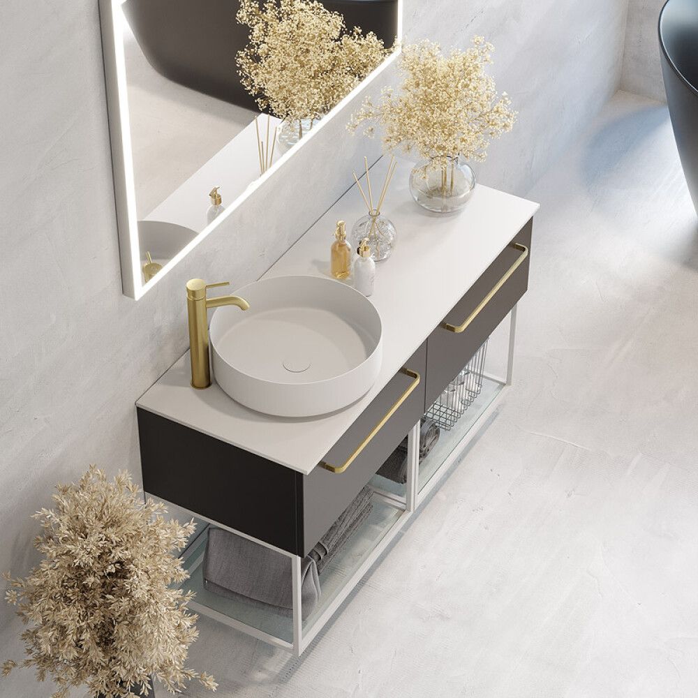 BADEROMSMØBEL CAMARGUE IQ+ SLETT FRONT SVART MATT 120CM