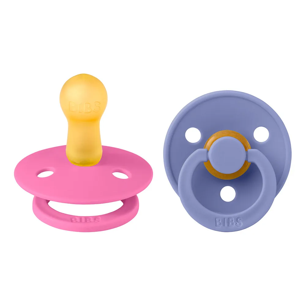 BIBS Colour Latex Rund Bubblegum/Peri 2 pak - flere størrelser