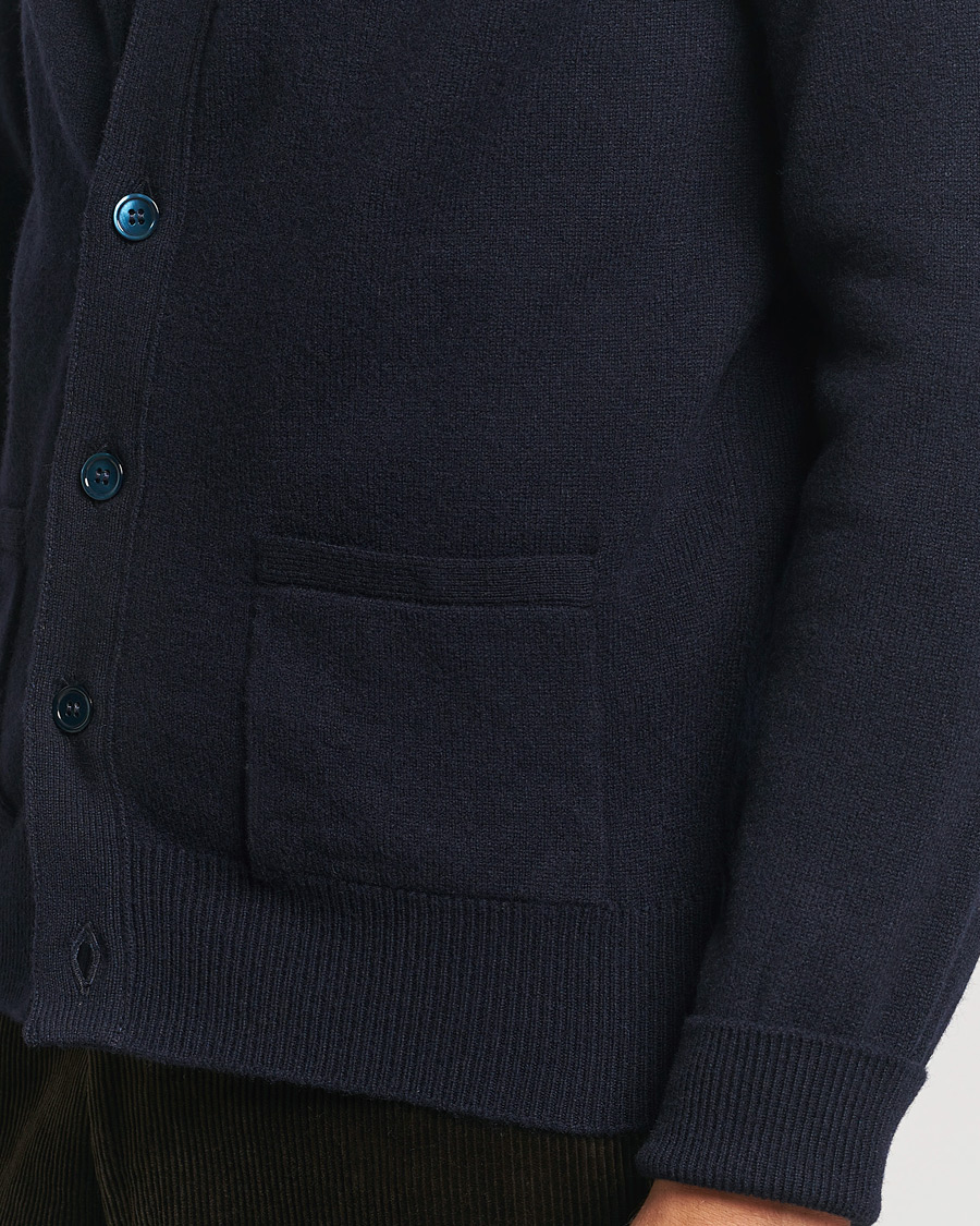 William Lockie Rob Lambswool Cardigan Navy