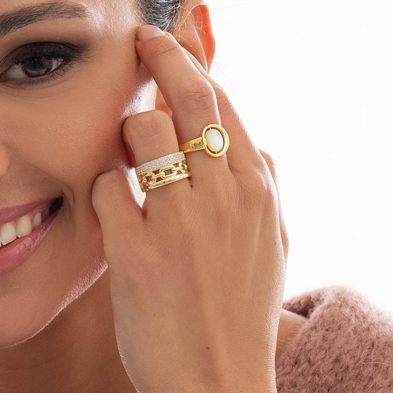 Bague Argent Doré Sissi Zirconium Blanc