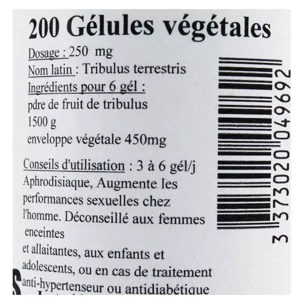 L'Herbier de Gascogne Tribulus 200 cápsulas vegetais