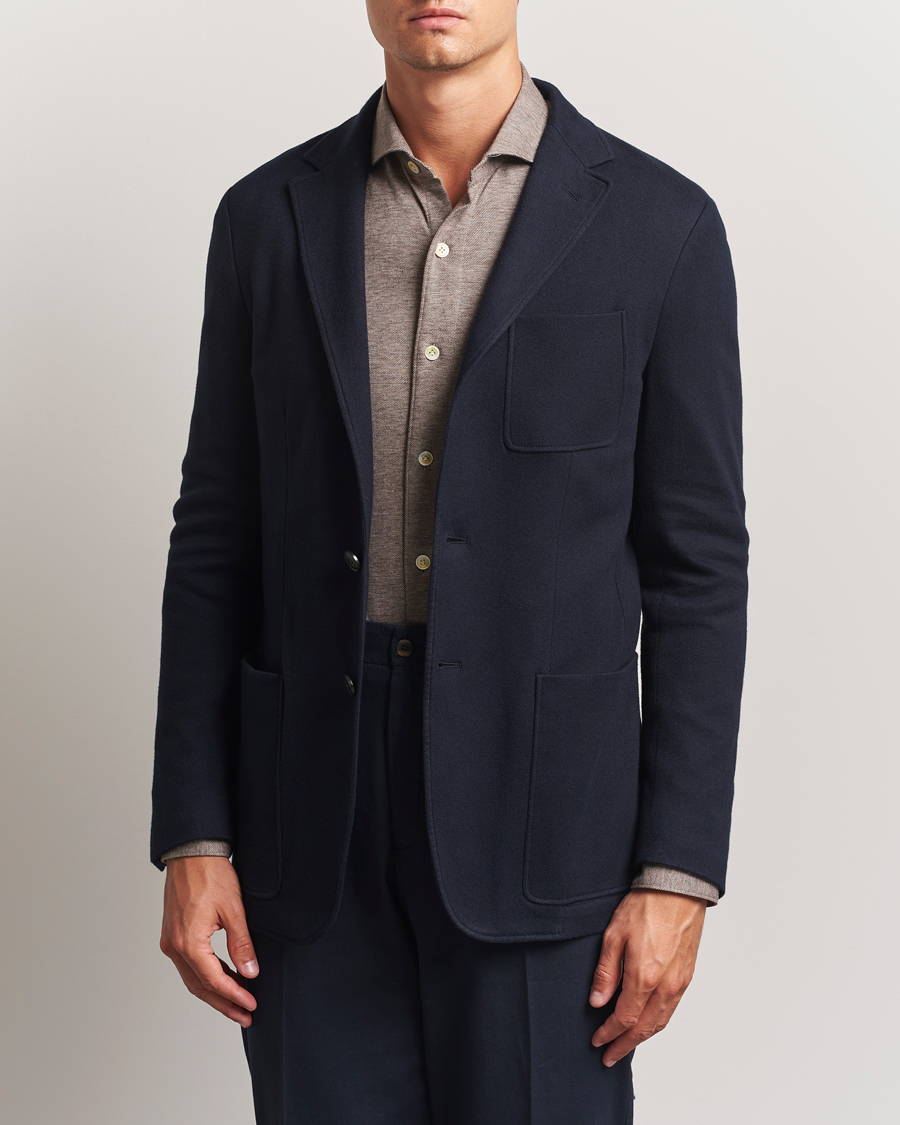 Canali Cotton/Cashmere Jersey Blazer Navy