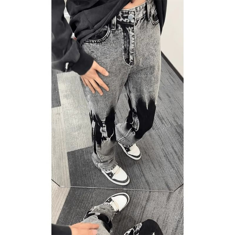 Posive - Lage tie-dye flared jeans