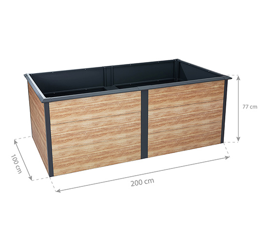 Hochbeet mit Schneckenschutz, 200 cm, Holzoptik
