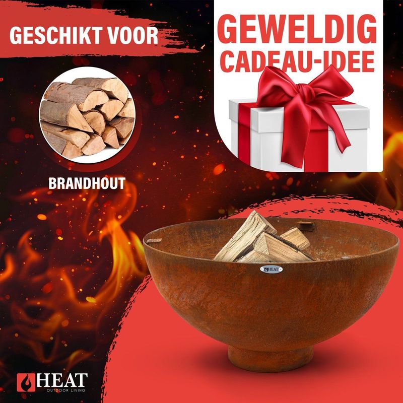 HEAT - Gystad - Vuurschaal - Zwart - Geroest Staal - Ø60 cm